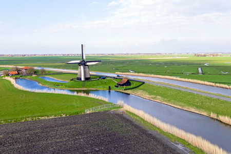 传统的风车在荷兰荷兰景观