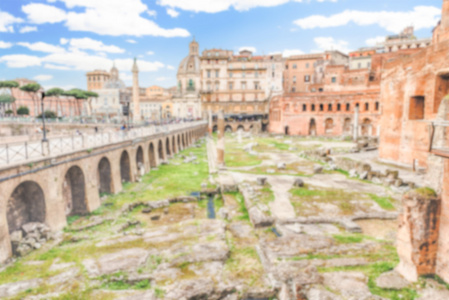 离焦模糊的背景与市集，罗马古代遗址