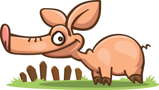 卡通小猪在草地上