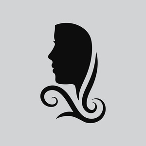 徽标的美发师女人脸上的标志抽象的标志配置文件美丽的女人