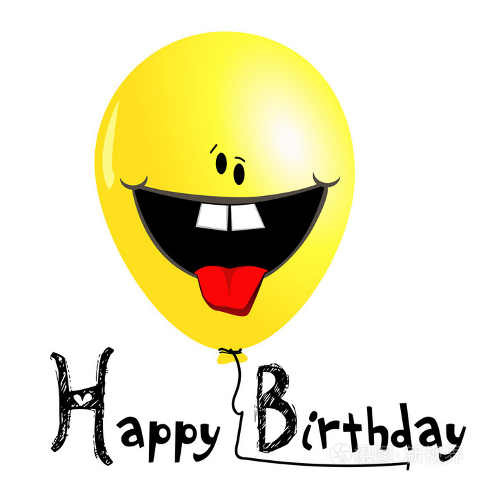 快乐的生日卡片气球微笑