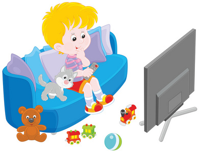 小小的电视观众照片