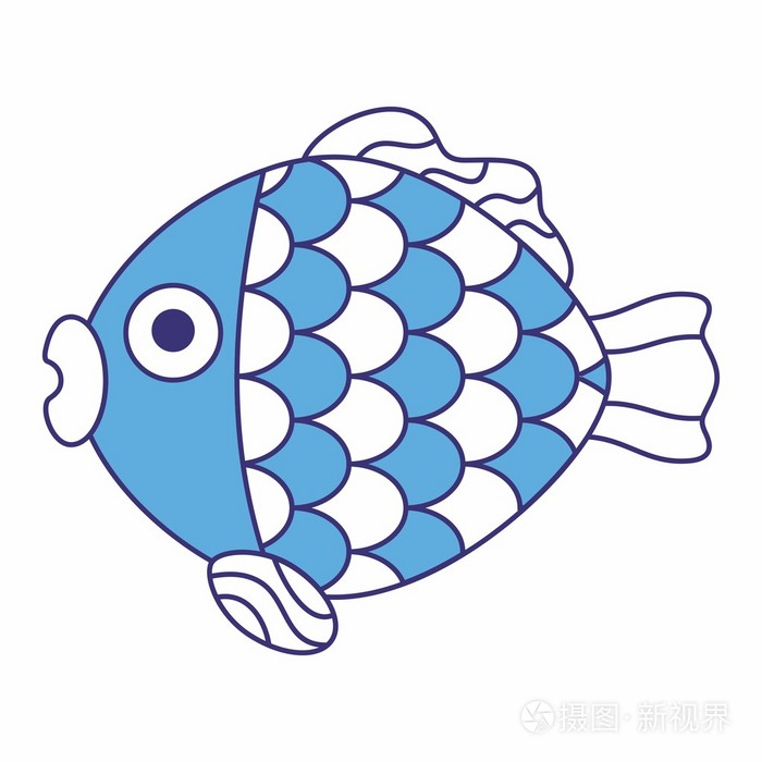 孤立的可爱卡通鱼