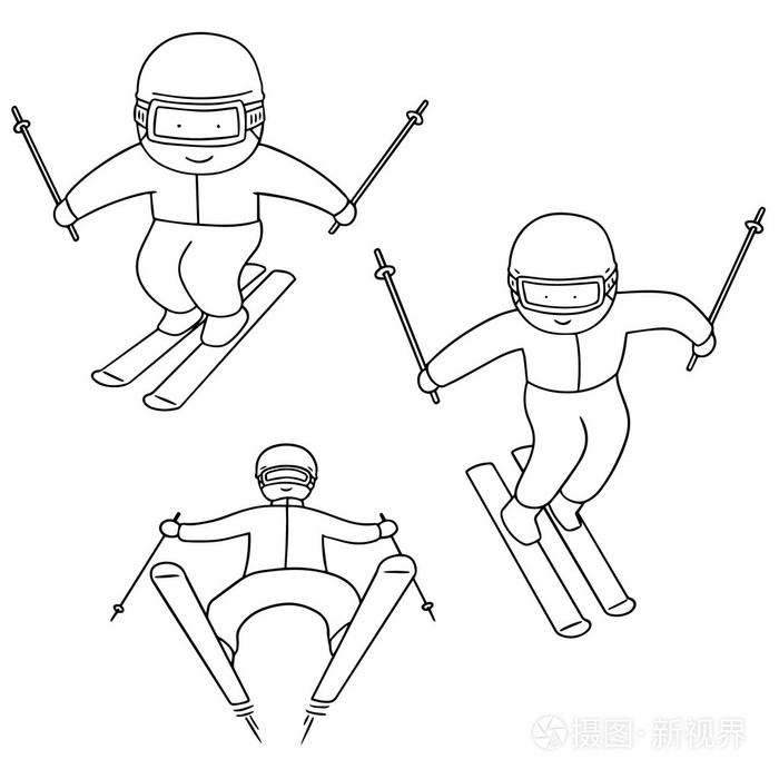 滑雪赛道手绘图片