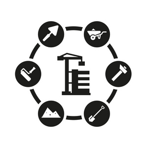 矢量黑色建筑图标集