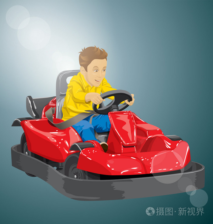 小男孩驾驶卡丁车插画-正版商用图片1nkkvx-摄图新视界