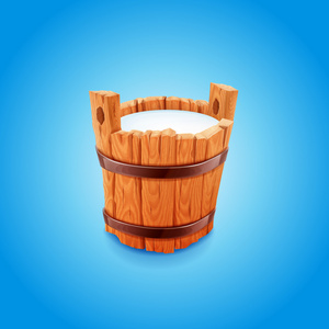 在木桶中的牛奶产品照片