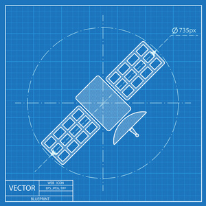 卫星简单矢量图标。蓝图样式