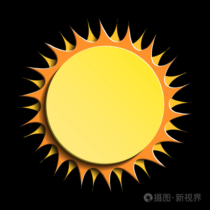 太阳在黑色背景上太阳图标