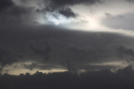 太阳背后令人印象深刻的云景图片