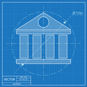 法院大楼的蓝图图标