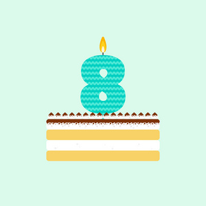 矢量提拉米苏生日蛋糕蜡烛数 8照片