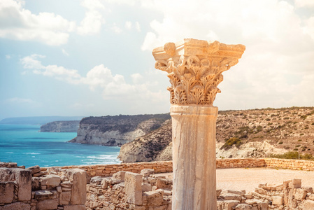 在 Kourion 考古地区的古列。利马索尔区