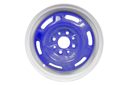 粉末涂料的暗蓝色的轮子磁盘图片