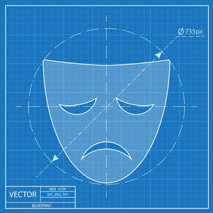 剧院蒙版图标。蓝图样式