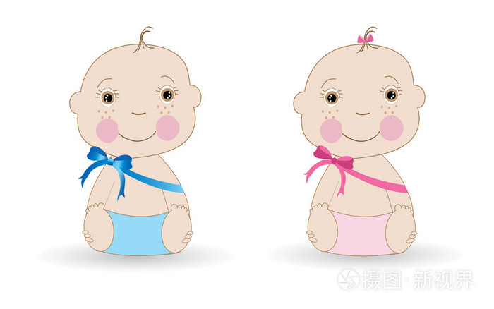 新生婴儿的女孩宝贝男孩矢量