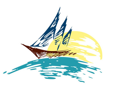 帆船标志在海