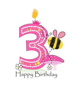 宝贝女孩贺卡与蜜蜂和黛西矢量背景照片