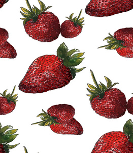 水彩草莓无缝模式