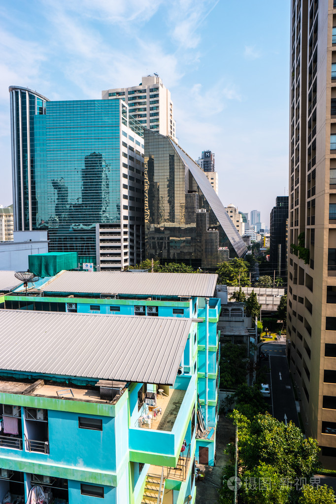曼谷城市景观与现代高科技的建筑