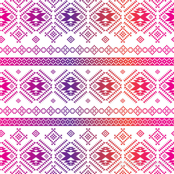 无缝的民族图案背景与几何阿兹特克, 玛雅, 秘鲁, 墨西哥, 部落, 美国