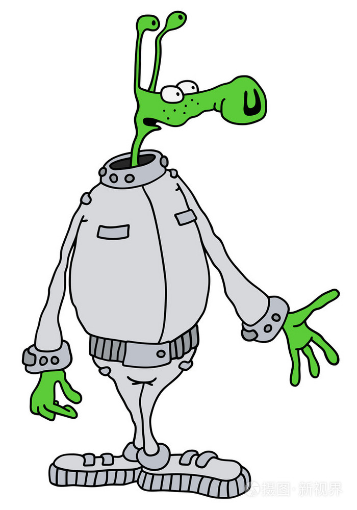 有趣的绿色外星人插画-正版商用图片1nlexr-摄图新视界