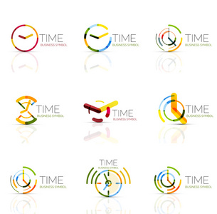 几何时钟和时间图标集