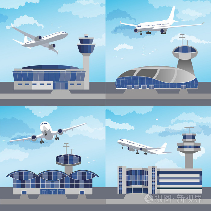 机场控制塔与建立.矢量插画-正版商用图片1nlgcx-摄图新视界