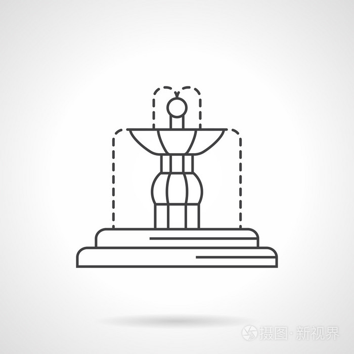 喷泉雕塑扁线矢量图标
