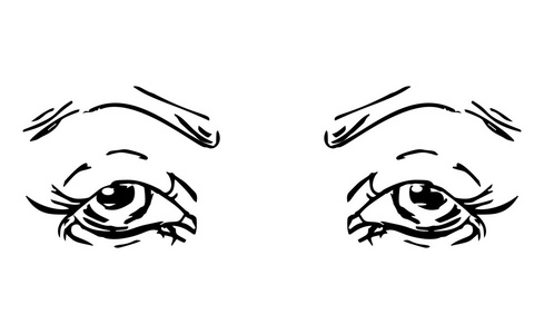 手绘轮廓人眼插画