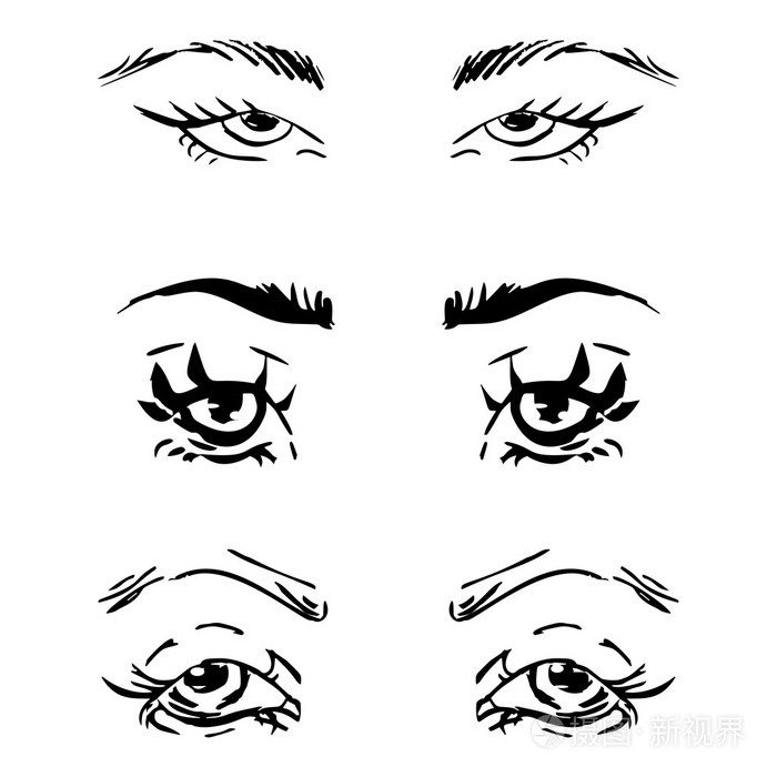 手绘轮廓人眼套插画-正版商用图片1nlo7s-摄图新视界
