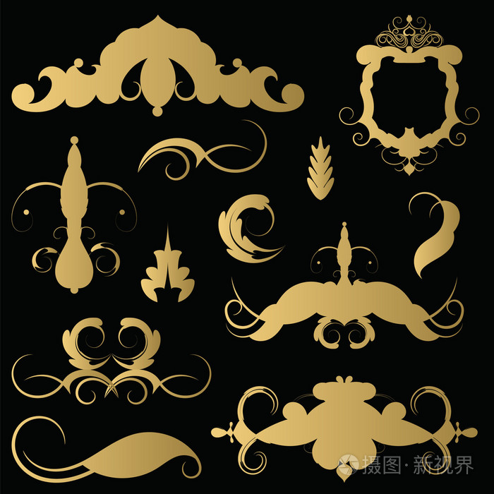 柳条线条和向量中的旧的装饰元素.复古边框