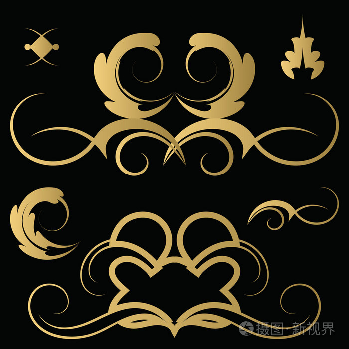 柳条线条和向量中的旧的装饰元素.复古边框