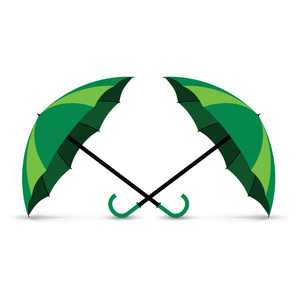 两个绿色遮阳伞