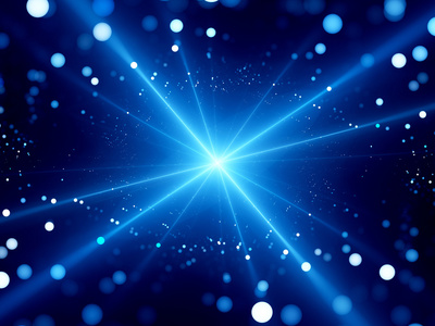 蓝色发光星与粒子在空间分形照片