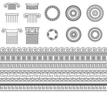 希腊民族集合传统曲流边框, 框架和列照片