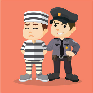 儿童警察把捕罪犯照片