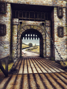 城堡的门口和桥