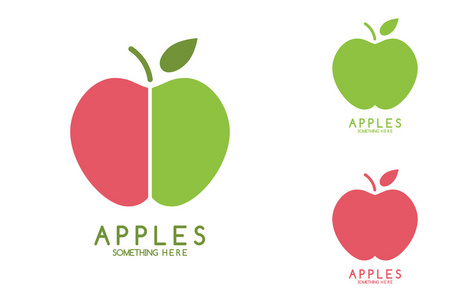 苹果矢量分离。苹果图标。苹果的标志。苹果与绿叶孤立。自然的苹果标识。水果和蔬菜