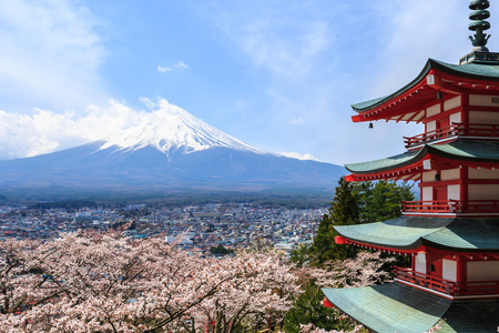 富士山看 Chureito 塔或红塔