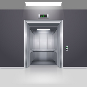 打开的门，在大厅里与现实空现代电梯