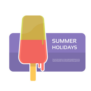 融化冰淇淋夏季甜点横幅与复制空间