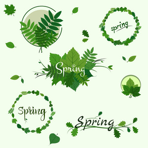春天绿色徽章