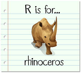 抽认卡字母 R 是为犀牛