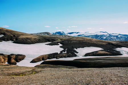 冰岛的景观。美丽的山脉和火山区