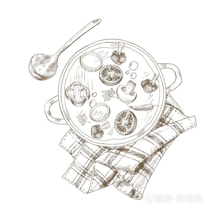 素描蔬菜汤插画-正版商用图片1nmzug-摄图新视界