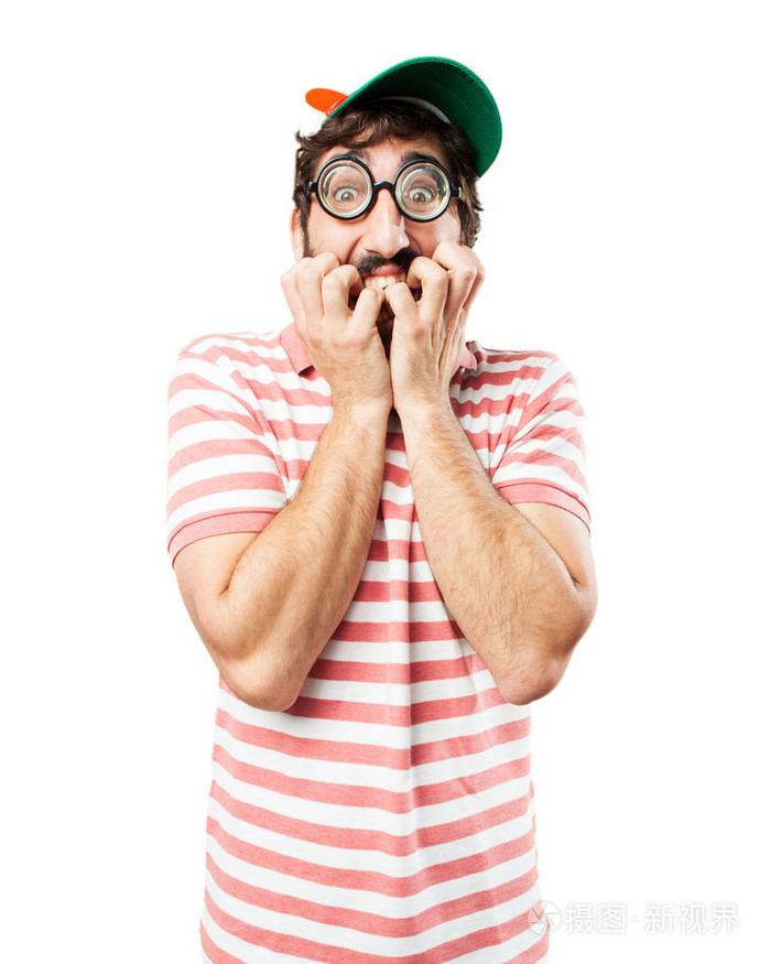 担忧的表情疯狂的年轻人