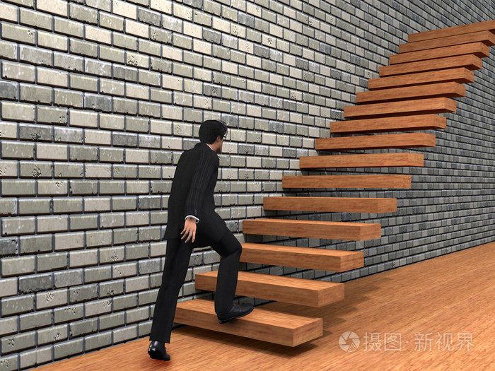 爬上楼梯的商人