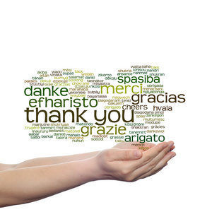 概念抽象谢谢词云在手在不同的语言或多语言教育或感恩节这一天举行