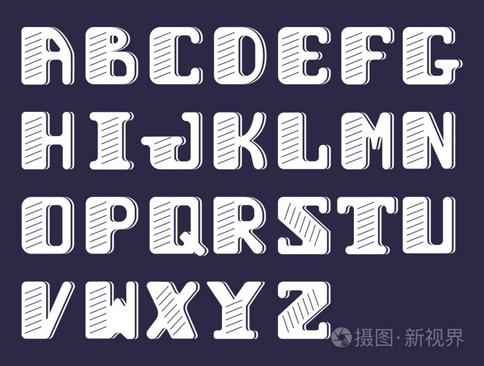 大胆的资本新宋体的拉丁文字母的字母表向量组的字母设计
